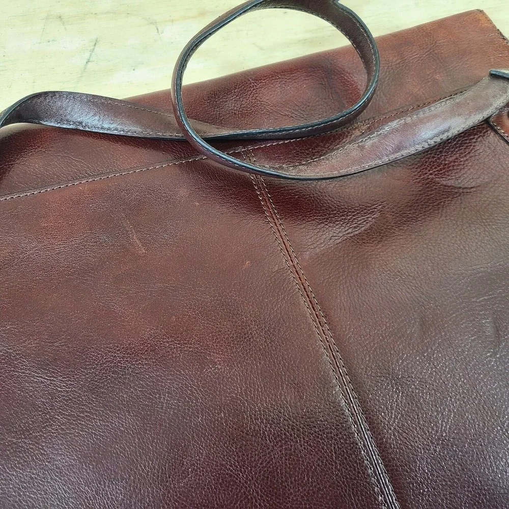 Wilsons Pelle Studio Genuine Leather Briefcase Reddish Brown Nwt Vintage Hipster